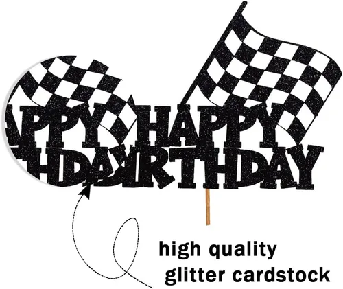Miniatura 4 de Decoración para pastel de auto, decoración de pastel de autos de carreras para autos de carreras, bandera a cuadros, suministros para fiestas