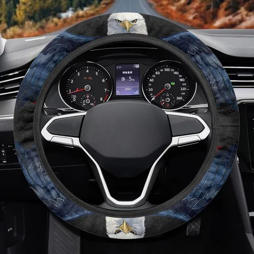 Miniatura 6 de Yewattles 250th Eagle and American Flag - Funda universal para volante de automóvil, para mujeres y hombres, 15 pulgadas de diámetro, poliéster