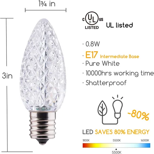 Miniatura 2 de Brightown - Paquete con 25 Bombilla led C9 de repuesto para guirnalda de luces de Navidad Blanco fresco