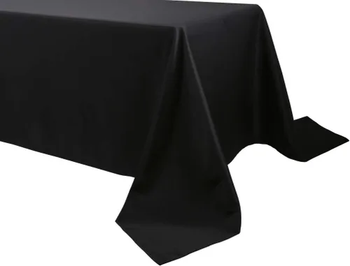 Miniatura 5 de Mantel rectangular de poliéster de 60 x 102 pulgadas, color negro, lavable para mesa de 6 pies, perfecto para bodas, fiestas, restaurantes