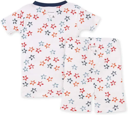 Miniatura 2 de Burts Bees Baby Pijama para bebé conjunto de pijama de 2 piezas 100 algodón orgánico camiseta patriótica y pantalones cortos talla 4XS Camiseta