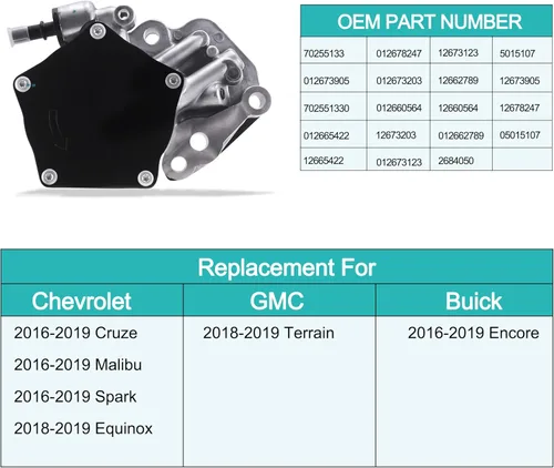 Miniatura 5 de AULINK 12684050 Bomba de vacío de freno OE de reemplazo para (Motor 1.4L/1.5L) 2016-2019 Chevy Cruze Malibu Spark Equinox, GMC Terrain, Buick Encore