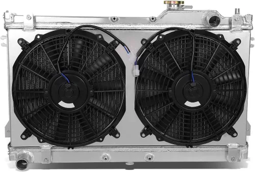 Miniatura 6 de DNA Motoring RA+FS-MM98-2 Radiador de doble núcleo de 2 filas con cubierta de ventilador para Mazda Miata MX-5 98-05, metálico