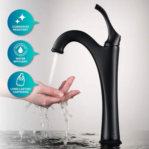 Miniatura 4 de KRAUS Elavo C-KCV-121-1200MB - Lavabo de baño de cerámica rectangular de porcelana blanca moderna de 19 pulgadas y grifo Arlo negro mate con drenaje