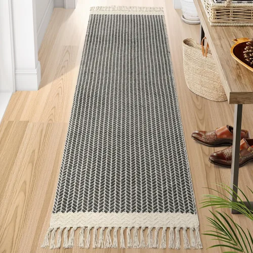 Miniatura 30 de Lahome Alfombras de baño bohemias, alfombra pequeña de 2 x 3 pies, alfombra ligera para entrada, alfombra de algodón tejida con borlas, alfombra