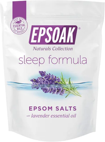 Epsoak Sal de Epsom de 2 libras USP sulfato de magnesio con aroma a lavanda, bolsa de sal de Epsom resellable, fabricada en los Estados Unidos,