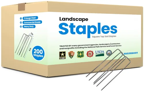 Miniatura 6 de Sandbaggy Paquete de 200 grapas de paisaje de 6 pulgadas, ideales para asegurar tela de paisaje, cubierta del suelo o tubos de riego por goteo