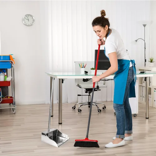 Miniatura 9 de Recogedor Limpieza del Hogar Vertical de Pie Sartén Oficina Cocina Lobby Contenedor de Basura Manija