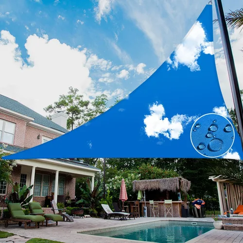 Miniatura 8 de Patio Toldo tipo vela triangular impermeable, 5 x 5 x 5 pies, toldo de tela de alta densidad, 95% de bloqueo UV, cubierta Patio para exteriores