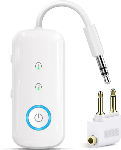 Transmisor Receptor Bluetooth 5.4 Premium Pro, Adaptador de Audio para Avión, Transmisor Inalámbrico para TV/Vuelo de Viaje, Aerolínea, Gimnasio.