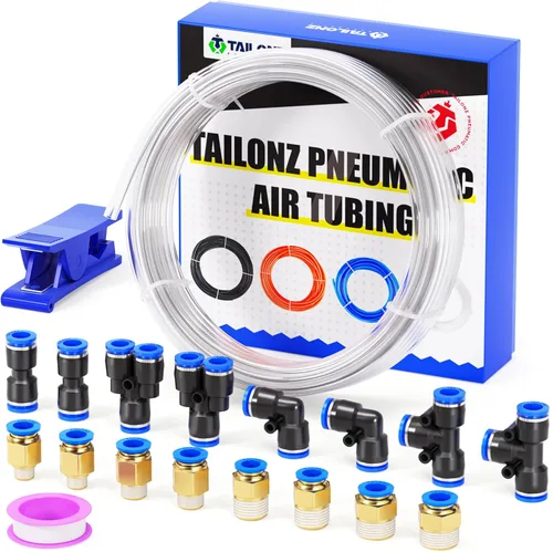 Miniatura 20 de TAILONZ PNEUMATIC Azul 0.236 in OD 0.157 in ID poliuretano PU manguera de aire tubo kit 32.8 ft 32.8ft