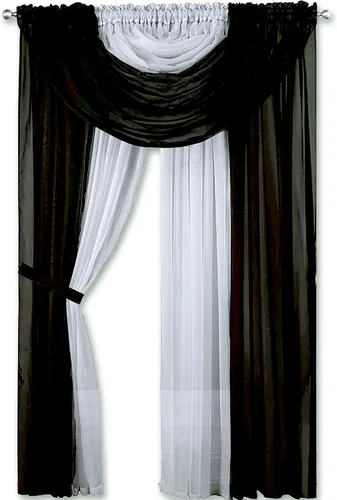 Miniatura 29 de Sapphire Home Cortinas traslúcidas – Juego de 4 paneles de dos tonos con cenefa y alzapaños, 55 x 63 pulgadas, cortina ligera filtrante de luz