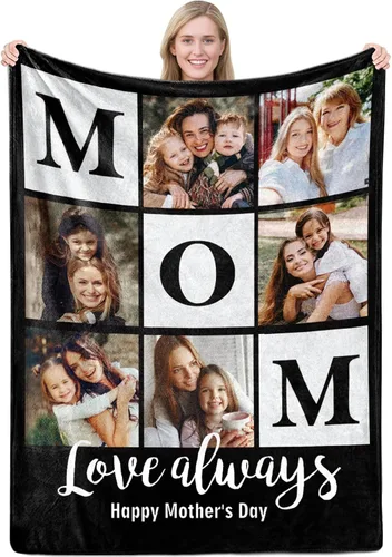 Miniatura 15 de MeMoShe Manta personalizada para el día de la madre, regalos de hija, hijo, manta personalizada con fotos, regalos para mamá, mujeres, regalos