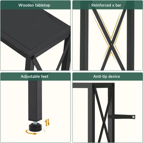 Miniatura 8 de Gewudraw Mesa consola de 41.7 pulgadas con tomacorriente, mesa estrecha detrás del sofá, diseño industrial delgado para pasillo, entrada, sala