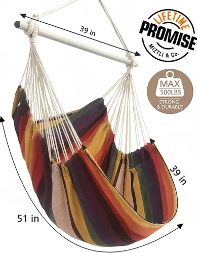 Miniatura 4 de MIZTLI Silla Hamaca con Columpio para Interior para Dormitorio - Máximo 500 Libras - Barra de Acero con Anillos Antideslizantes - Para