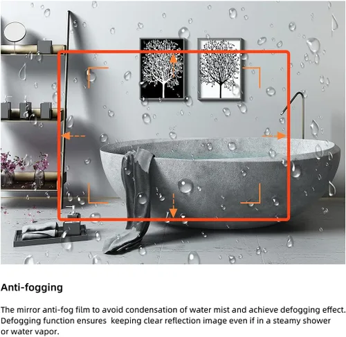 Miniatura 3 de Espejo de baño LED de 36 x 30 pulgadas, montado en la pared, antiniebla, luz frontal, espejo de tocador iluminado regulable con luces LED