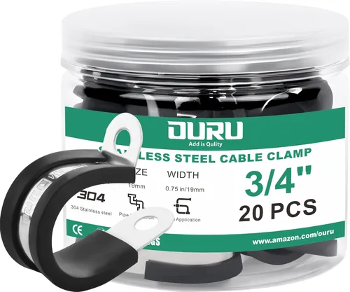 Miniatura 9 de OURU 15 piezas de abrazaderas de cable de acero inoxidable de 1-1/4 pulgadas, abrazaderas de cable con revestimiento de goma y cojín aisladas