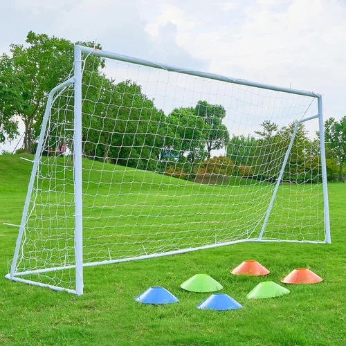 Portería de fútbol de 12 × 6, 8 x 6 y 6 x 4 pies para patio trasero, portería de fútbol de acero de 2 pulgadas de diámetro para niños y adultos,