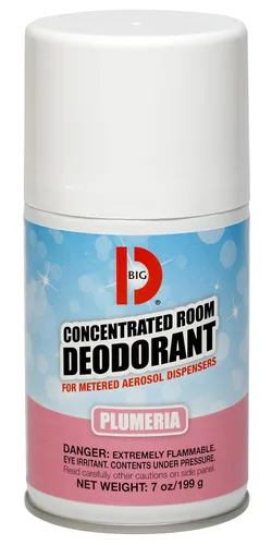 Big D 475 Desodorante concentrado para dispensadores de aerosol medidor, fragancia Plumeria, 7 onzas (paquete de 12) – Ambientador ideal para baños,