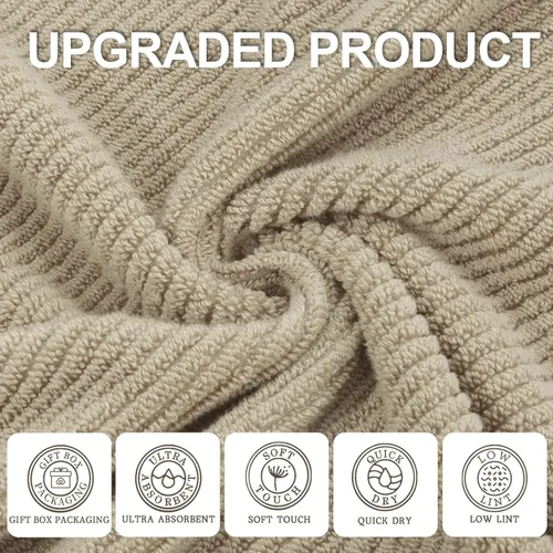 Miniatura 97 de VOOVA & MOVAS Toallas de mano blancas - 100% algodón Ligeras Gruesas Secado rápido Suaves Absorbentes, paquete de 4 piezas grandes de 18