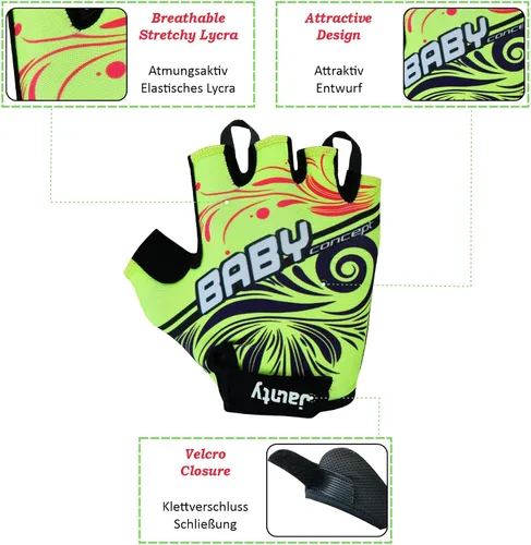 Miniatura 2 de Guantes de ciclismo para niños con relleno de gel que absorbe los golpes, guantes de ciclismo antideslizantes de medio dedo para niños y niñas