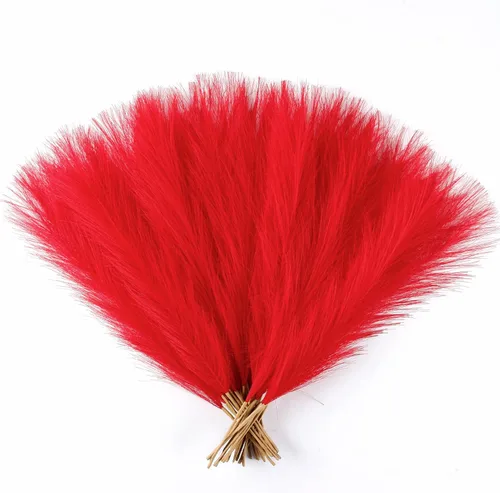 Miniatura 30 de Decoración de hierba de pampa naranja otoñal, 30 piezas de 17 pulgadas de hierba de pampa sintética, arreglo floral de hierba de pompas y relleno