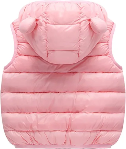 Miniatura 10 de Chaleco sin mangas de invierno para bebé, con cremallera sólida, con capucha y orejas de oso, chaqueta para niños y niñas