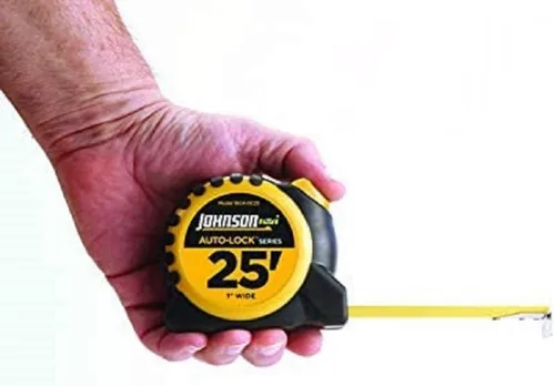 Miniatura 4 de Johnson Level & Tool 1804-0025 Cinta de alimentación con bloqueo automático, 25 pies, negro/amarillo, 1 cinta