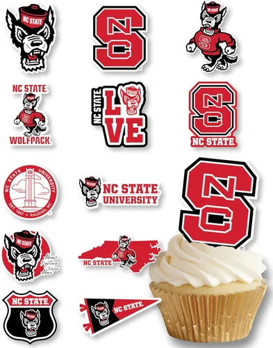 Miniatura 10 de Decoraciones para cupcakes de la Universidad de Alabama, suministros para fiestas de fútbol americano, cumpleaños, graduación (24 piezas)
