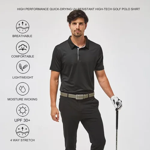 Miniatura 4 de Mens Polo Shirts Short Sleeve Dry Fit Moisture Wicking Performance Casual Solid Polo Golf Shirt for Men