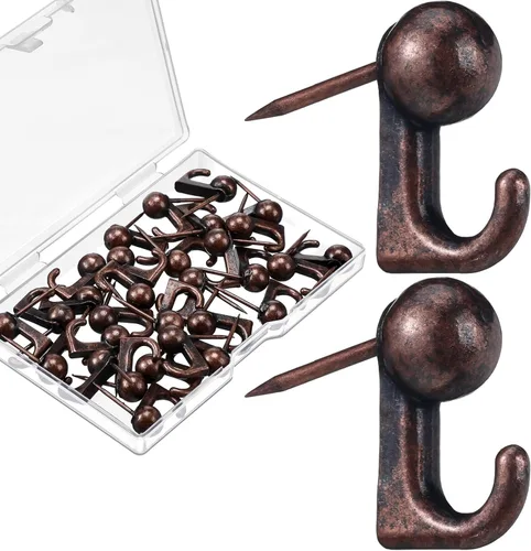 Miniatura 14 de Jetec - 30 piezas de ganchos de pin de presión metálicos, ganchos de pared con pin, ganchos para colgar cuadros, clavos para marcos, ganchos