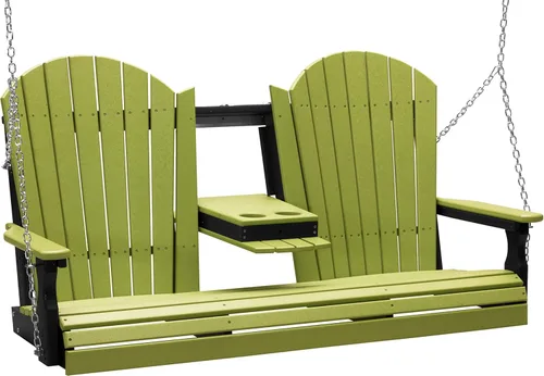 Miniatura 11 de LuxCraft Adirondack - Columpio colgante para porche delantero de 5 pies con consola abatible, asientos hasta 3, banco de columpio de patio al aire