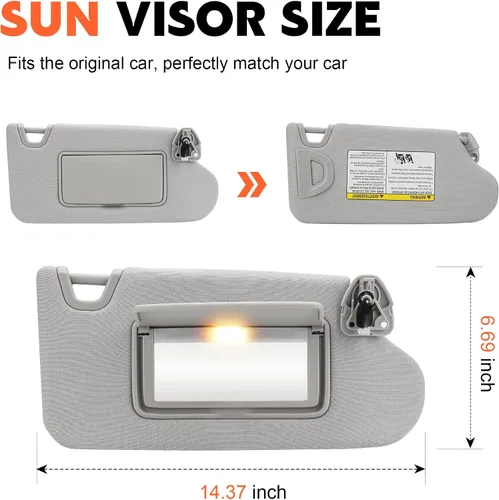Miniatura 2 de Visera de reemplazo para el lado izquierdo del conductor y derecho del pasajero, color gris, compatible con Nissan Altima 2013 2014 2015 2016 2017