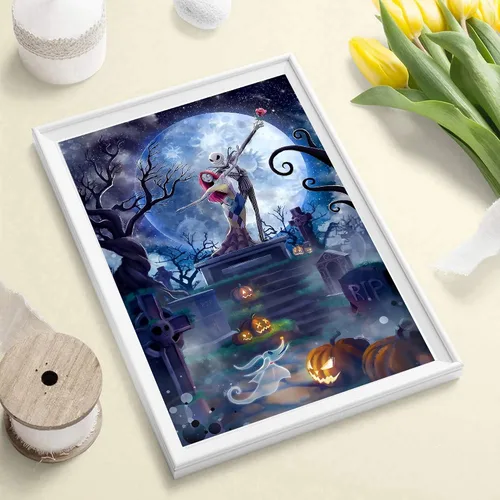 Miniatura 4 de CAMOYAI Pintura de Diamantes de Halloween para Adultos – Horror Jack Kits de Arte de Diamantes 5D DIY de Taladro Redondo Completo, Pintura en Lienzo