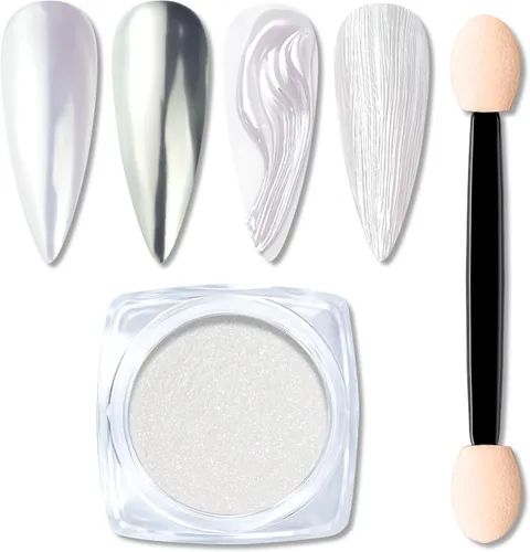 Miniatura 13 de Polvo de uñas cromado de tamaño de prueba para arte de uñas, 0.01 oz, 1 tarro de pigmento holográfico de sirena para polvo de inmersión, uñas