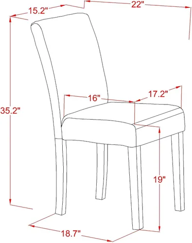 Miniatura 13 de East West Furniture DLAB5-OAK-55 - Juego de muebles de comedor de 5 piezas, incluye una mesa de comedor redonda con gotas y 4 sillas Parsons de piel