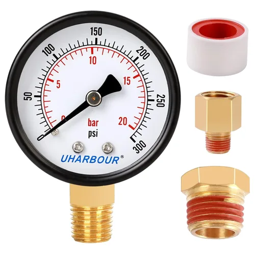 Miniatura 10 de Manómetro de presión de agua para gas y agua (15 psi) escala única con conexión trasera NPT de 1/4