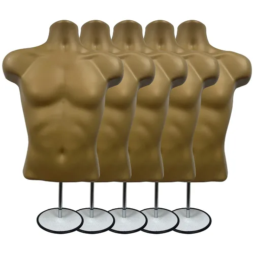 Miniatura 24 de Maniquí masculino de torso con soporte de metal, parte trasera hueca, cuerpo apilable, forma de vestido para exhibición de camisetas, mostrador