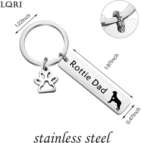Miniatura 5 de LQRI Rottweiler Rottie Mom Rottie Dad Kechain Set de joyería para perros y mascotas, regalo Rottie para Rottweiler Rottie Mamá Papá, Metal, Acero