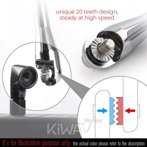 Miniatura 6 de KiWAV Espejos de motocicleta ultra cromados forma ovalada CNC aluminio 0.315 in compatible para scooter ciclomotor ATV Vespa Ducati Honda