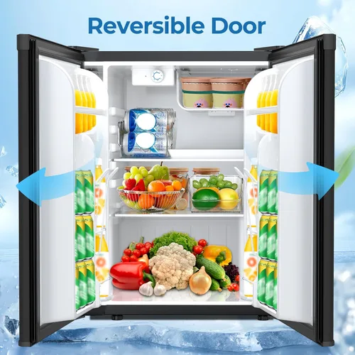 Miniatura 4 de Electactic Refrigerador compacto de 2.56 pies cúbicos con puerta individual reversible, NEGRO