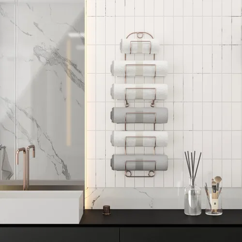 Miniatura 3 de Toallero de pared para baño, anaquel para toallas de baño, rejilla de metal para vinos