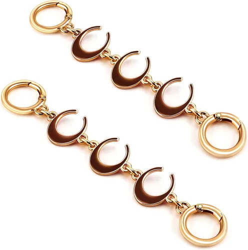 Miniatura 12 de 2 unidades extensoras de bolsa de cadena de corazón y luna, extensores de correa para bolso, cadena de oro, correa de repuesto para monedero