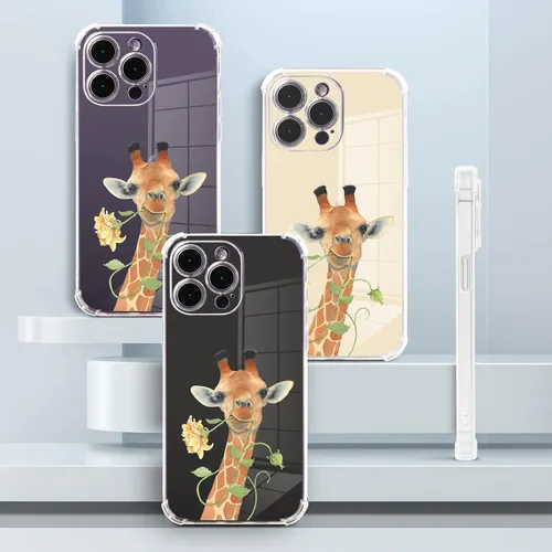 Miniatura 5 de Roemary Funda de jirafa para iPhone 7/8/SE 2020 con diseño floral de jirafa, patrón floral con protector de pantalla