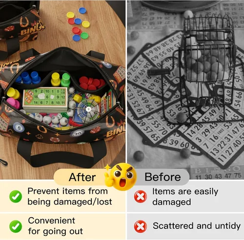 Miniatura 6 de Bolsa de bingo con bolsillos para Bingo Daubers Dabbers Dobbers Dotters resistente al agua, accesorios para juegos de bingo para adultos y personas