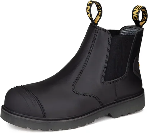 Botas de trabajo para hombre, calzado de cuero nobuck con punta de acero, suela de goma antideslizante, zapatos de construcción de seguridad,