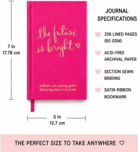 Miniatura 6 de WORLD TRAVELER Cuaderno inspirador de tapa dura, diario de citas para mujer, cuaderno plano de piel sintética "The Future is Bright", colección