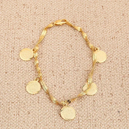 Miniatura 5 de Pulsera de monedas árabes musulmanes islámicos plateadas en oro para mujeres
