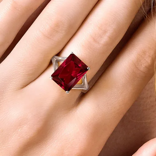 Miniatura 86 de Gem Stone King Anillo de compromiso solitario con piedra preciosa de corte esmeralda de 0.551 x 0.394 in para mujer, plata de ley 925, anillo