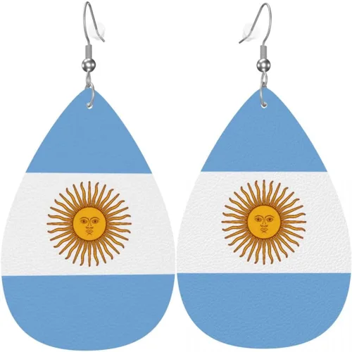 Miniatura 21 de Pendientes de bandera de país en forma de lágrima para mujer, ligeros, de cuero, colgantes, joyería patriótica para regalos